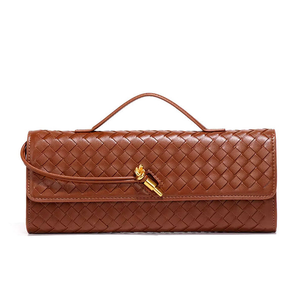 Handwoven Convertible Clutch Vegan Leather - Tan - Bellux