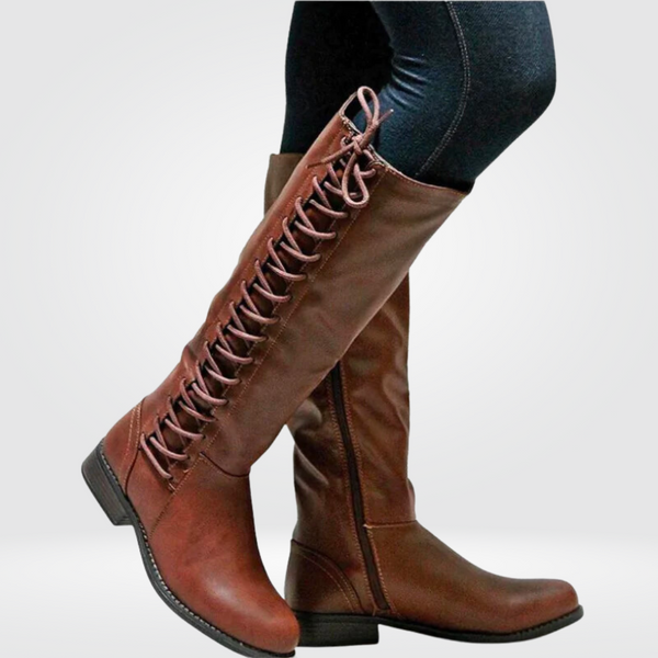 High Boots Cosy-Lined Non-Slip Premium Leather – Noelle - Brown - Bellux