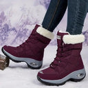 High-Top Snow Boots Waterproof Fleece-Lined – Eira - Maroon - Bellux