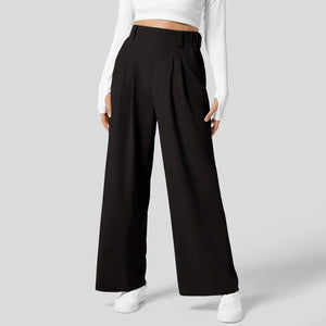 High-Waisted Wide Leg Trousers – Tailored Margaux - Black - Bellux