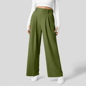 High-Waisted Wide Leg Trousers – Tailored Margaux - Green - Bellux