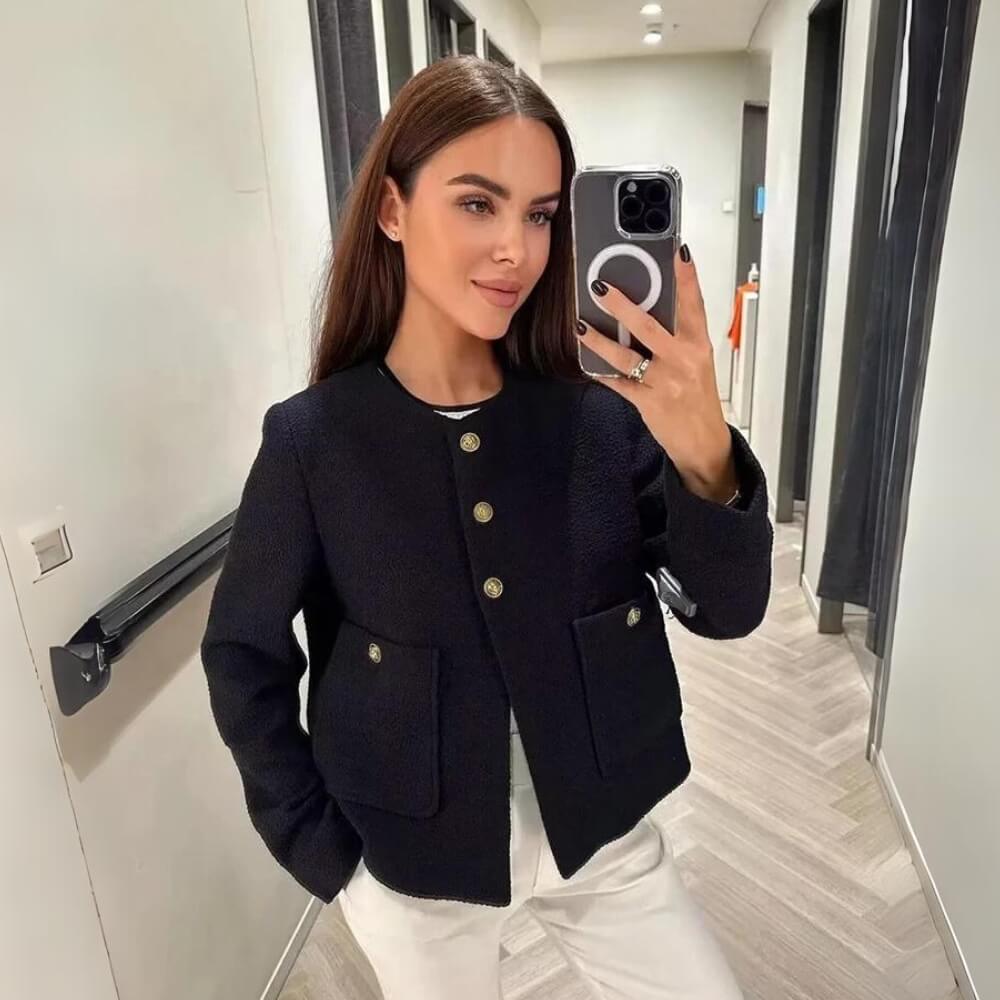 Hip-Length Relaxed Fit Jacket – Mavis - Black - Bellux