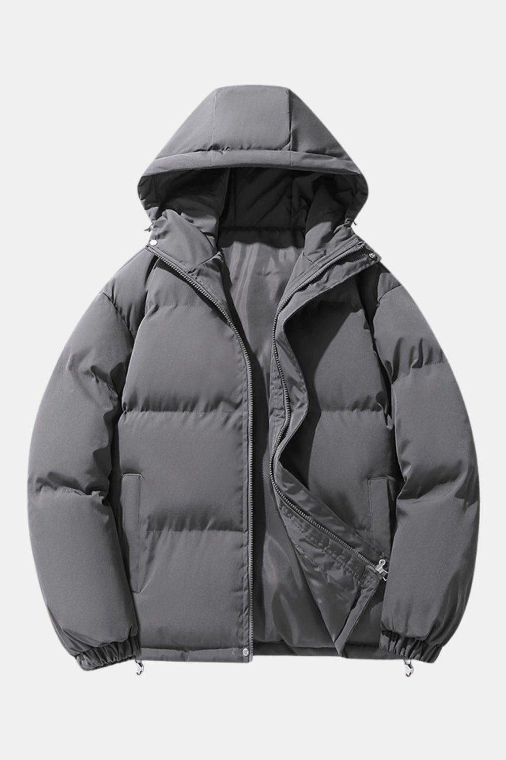 Hooded Puffer Coat Insulated Wind-Resistant – Hollis - Dark Gray - Bellux