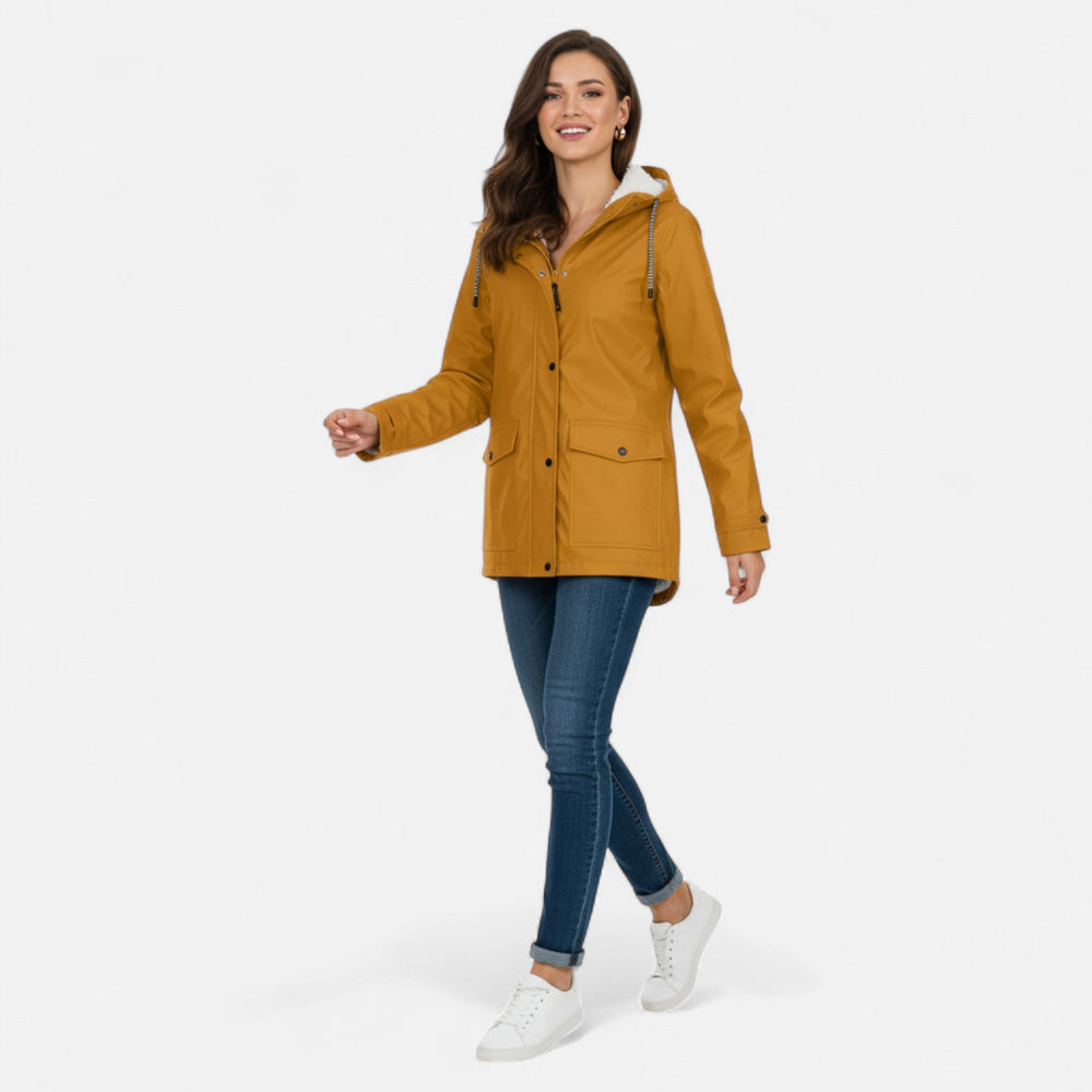 Hooded Ski Coat Windproof Waterproof Plush Velvet - Clemence - Yellow - Bellux