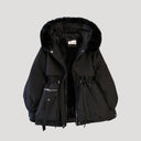 Insulated Hooded Parka Adjustable Waist Faux-Fur – Lyra - Black - Bellux
