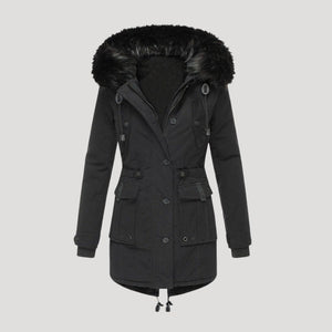 Insulated Waterproof Parka Faux-Fur Hood – Una - Black - Bellux