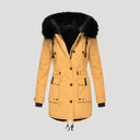 Insulated Waterproof Parka Faux-Fur Hood – Una - dark yellow - Bellux