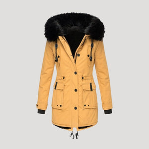 Insulated Waterproof Parka Faux-Fur Hood – Una - dark yellow - Bellux