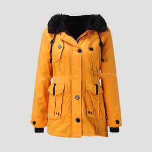 Insulated Waterproof Parka Faux-Fur Hood – Una - Orange - Bellux