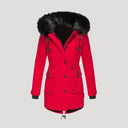 Insulated Waterproof Parka Faux-Fur Hood – Una - Red - Bellux