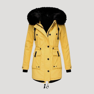 Insulated Waterproof Parka Faux-Fur Hood – Una - Yellow - Bellux