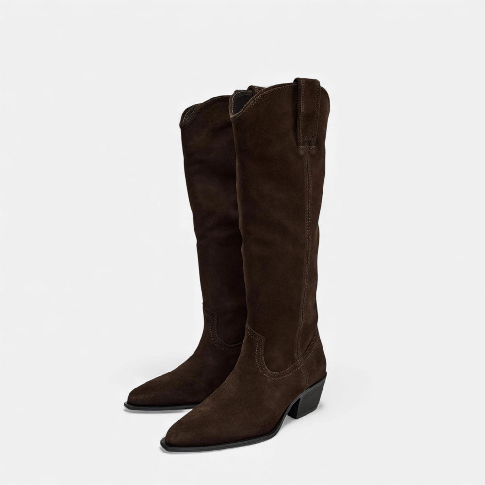 Knee-High Boots All-Day Comfort Vegan Leather – Lenora - Chocolate - Bellux