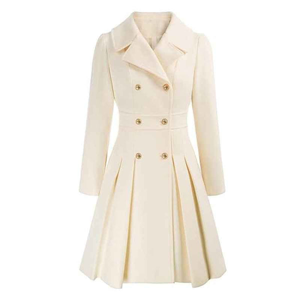 Knee-Length A-Line Coat Tailored Fit – Primrose - Beige - Bellux