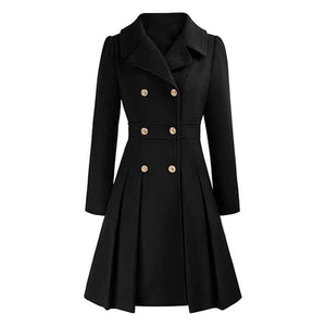 Knee-Length A-Line Coat Tailored Fit – Primrose - Black - Bellux
