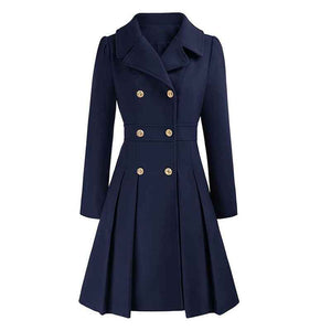 Knee-Length A-Line Coat Tailored Fit – Primrose - Navy blue - Bellux