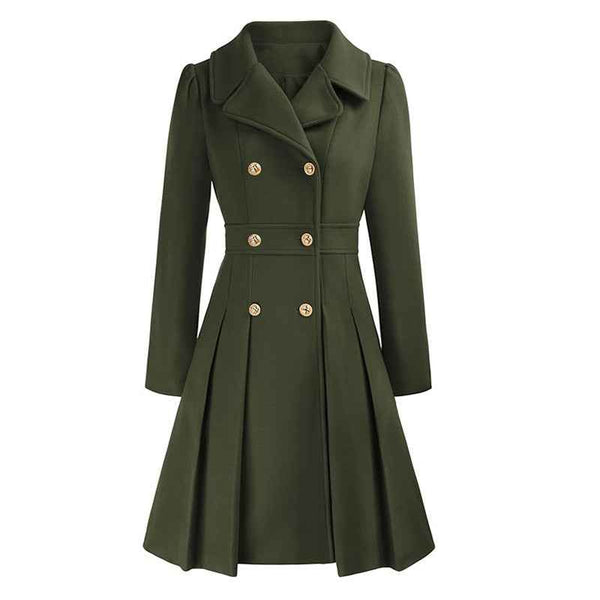 Knee-Length A-Line Coat Tailored Fit – Primrose - Olive - Bellux