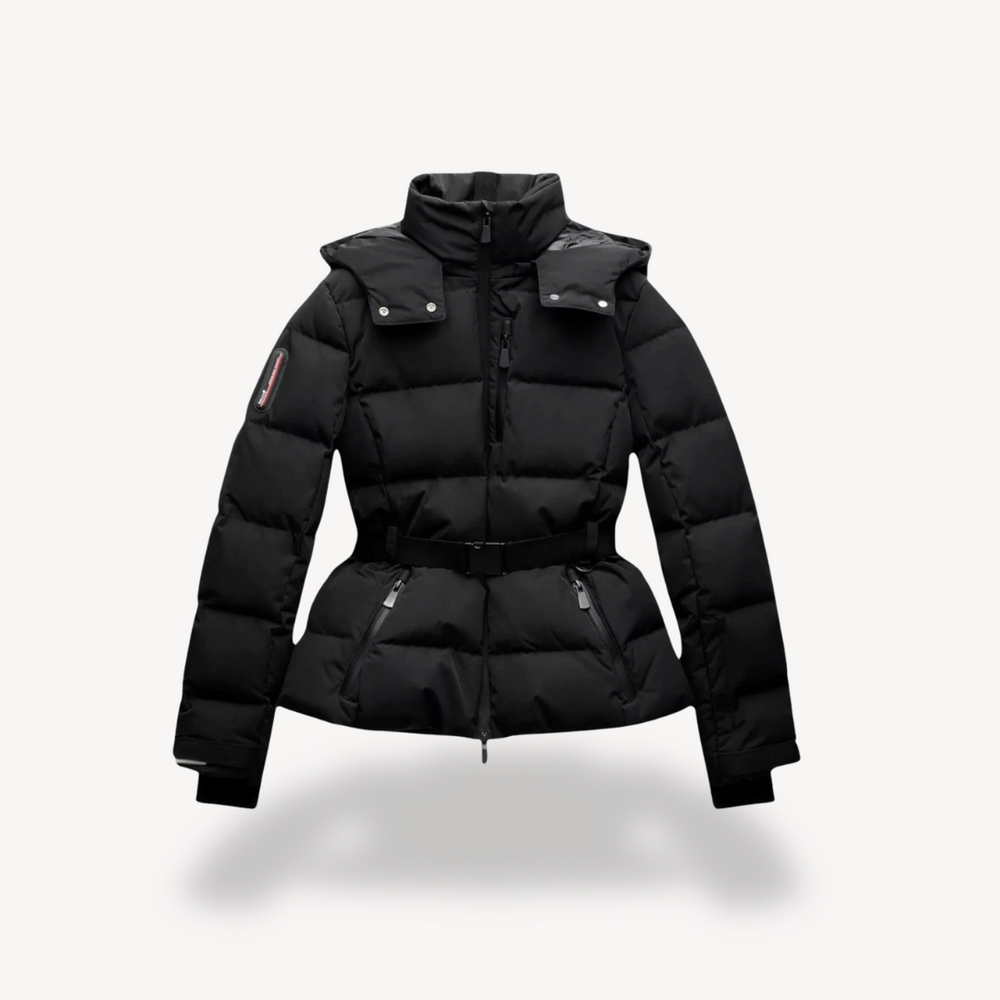 Ladies’ Belted Water-Resistant Puffer Jacket – Briony - Black - Bellux