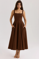 Ladies’ Bustier Midi Dress Shaping – Eleanor - Brown - Bellux