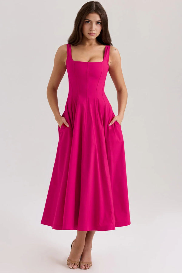 Ladies’ Bustier Midi Dress Shaping – Eleanor - Pink - Bellux