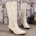 Ladies' Cowboy Boots with Block Heel, Suede – Imelda - White - Bellux