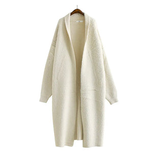 Ladies’ Hooded Midi Cardigan Open Front – Cora - Cream - Bellux