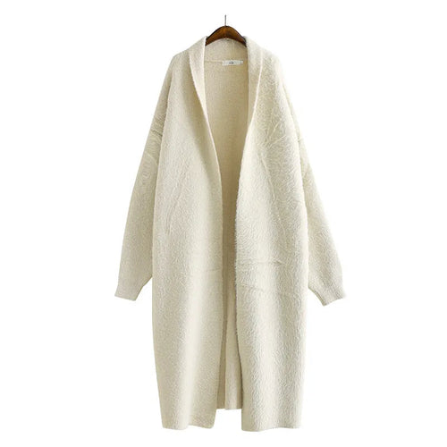 Ladies’ Hooded Midi Cardigan Open Front – Cora - Cream - Bellux
