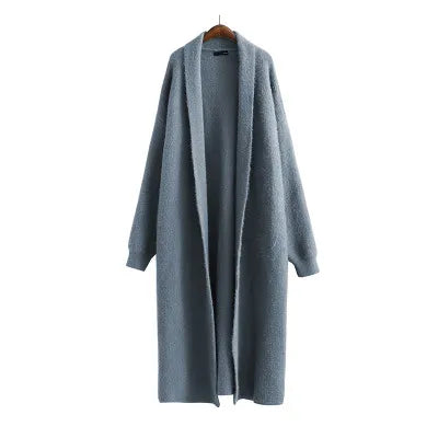 Ladies’ Hooded Midi Cardigan Open Front – Cora - Grey - Bellux