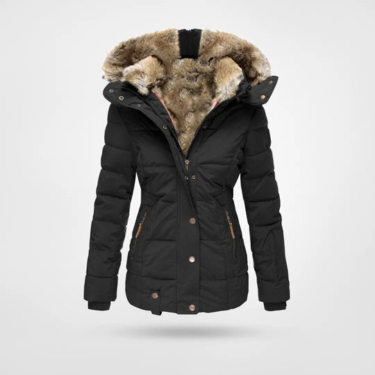 Ladies’ Insulated Faux-Fur Lined Puffer Jacket – Tabitha - Black - Bellux