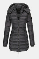 Ladies’ Long Down Jacket Hooded Slim Fit – Margot - Black - Bellux
