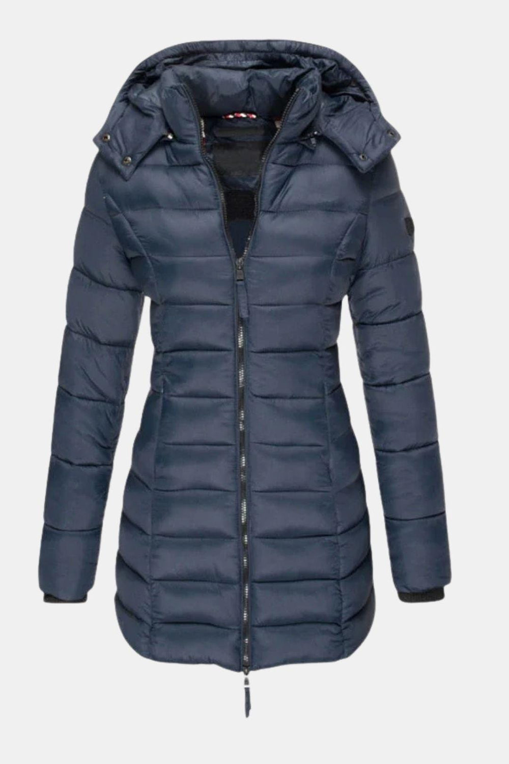 Ladies’ Long Down Jacket Hooded Slim Fit – Margot - Blue - Bellux