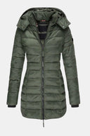 Ladies’ Long Down Jacket Hooded Slim Fit – Margot - Green - Bellux