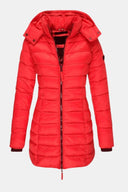 Ladies’ Long Down Jacket Hooded Slim Fit – Margot - Red - Bellux