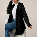 Ladies’ Longline Hooded Cardigan Diamond Pattern – Poppy - Black - Bellux