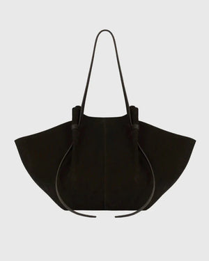 Laptop-Friendly Commuter Tote Vegan Suede – Isolde - Black - Bellux