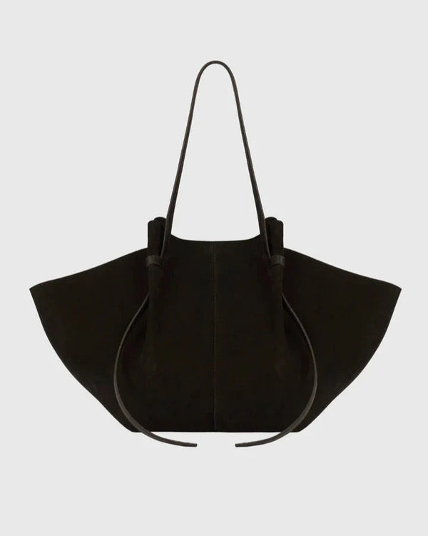 Laptop-Friendly Commuter Tote Vegan Suede – Isolde - Black - Bellux