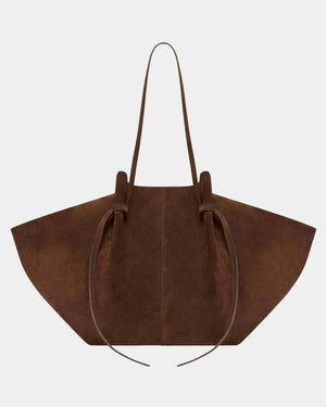 Laptop-Friendly Commuter Tote Vegan Suede – Isolde - Brown - Bellux