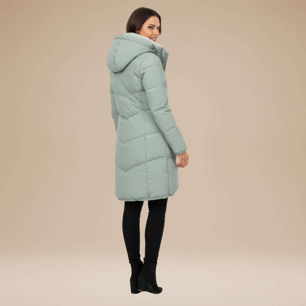 Long Hooded Insulated Cotton Parka – Colette - Verde - Bellux