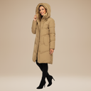 Long Hooded Insulated Cotton Parka – Colette - Marrone chiaro - Bellux
