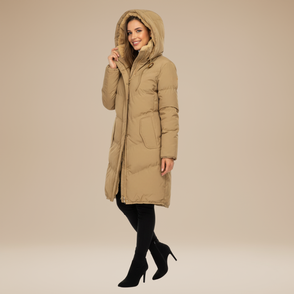 Long Hooded Insulated Cotton Parka – Colette - Marrone chiaro - Bellux