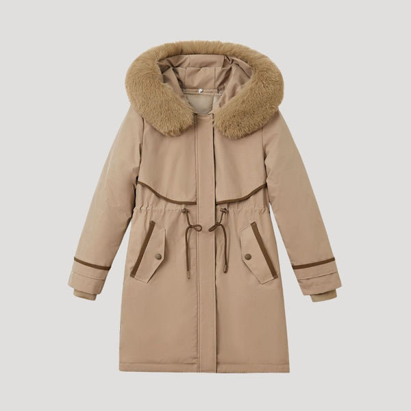 Long Parka Water-Resistant Belted Faux-Fur – Astra - Bellux