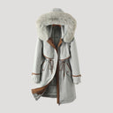 Long Parka Water-Resistant Belted Faux-Fur – Astra - Grey - Bellux