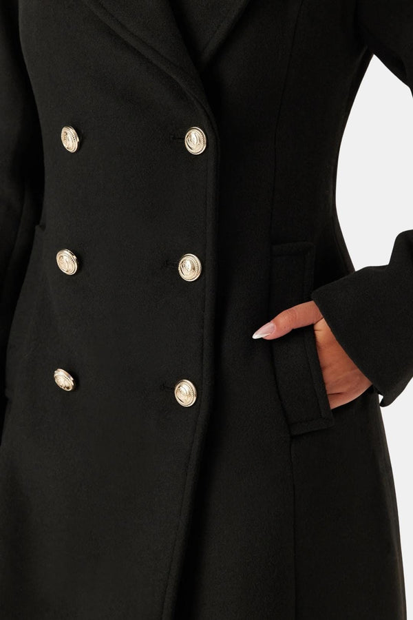 Long Shaped Coat Tailored Fit Wool-Blend – Sylvia - Bellux