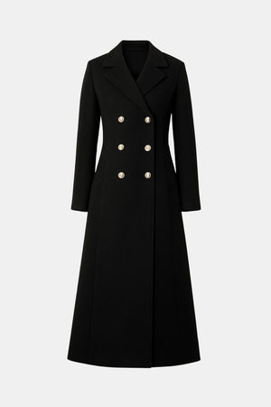 Long Shaped Coat Tailored Fit Wool-Blend – Sylvia - Black - Bellux