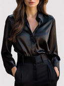 Long-Sleeve Blouse Day-to-Evening Relaxed Fit – Anwen - Black - Bellux