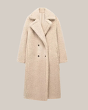 Long Teddy Coat Double-Breasted Relaxed Fit – Sylvie - Beige - Bellux