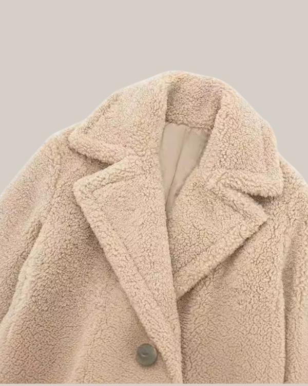 Long Teddy Coat Double-Breasted Relaxed Fit – Sylvie - Bellux