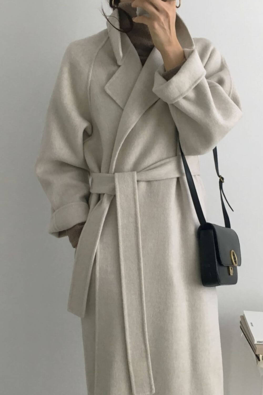 Longline Belted Coat – Geneva - Light Grey - Bellux
