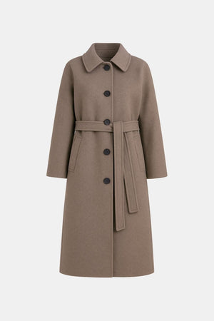 Longline Belted Coat Oversized Relaxed Fit – Eden - Khaki - Bellux