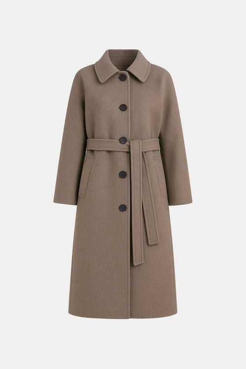 Longline Belted Coat Oversized Relaxed Fit – Eden - Khaki - Bellux