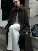 Longline Belted Tweed Coat – Elowen - Bellux